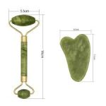 Natural Green Jade Roller & Gua Sha Facial Massager 2-in-1 Combo Set